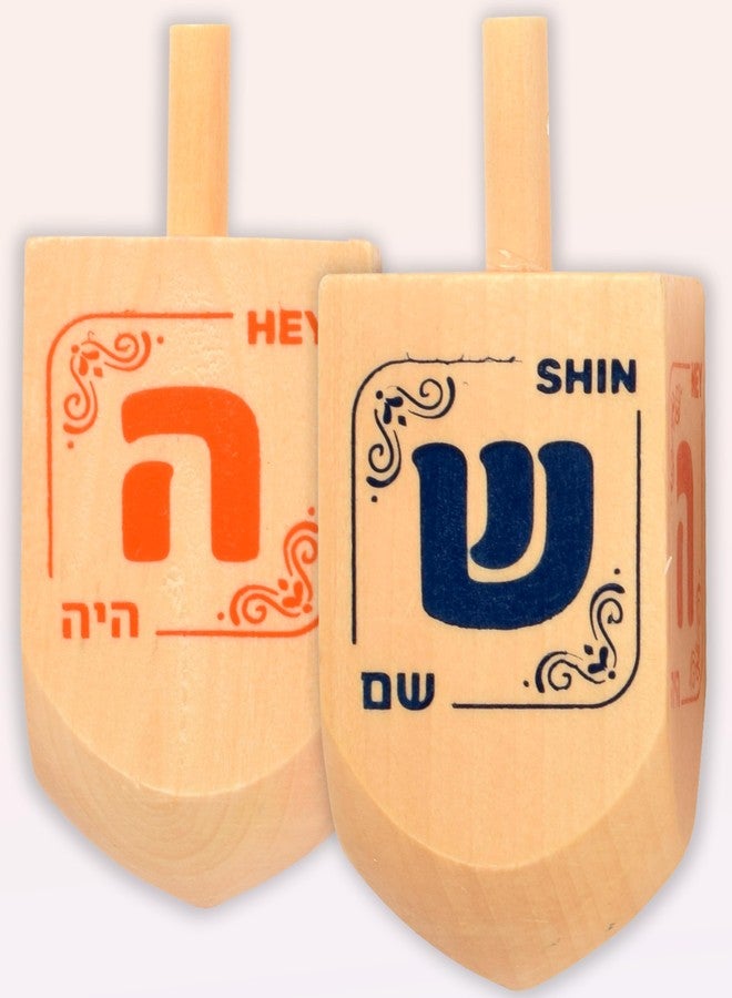 Izzy 'n' Dizzy Hanukkah Dreidels - Extra Large Natural Wooden Dreidel - 4 Pack - Image 4
